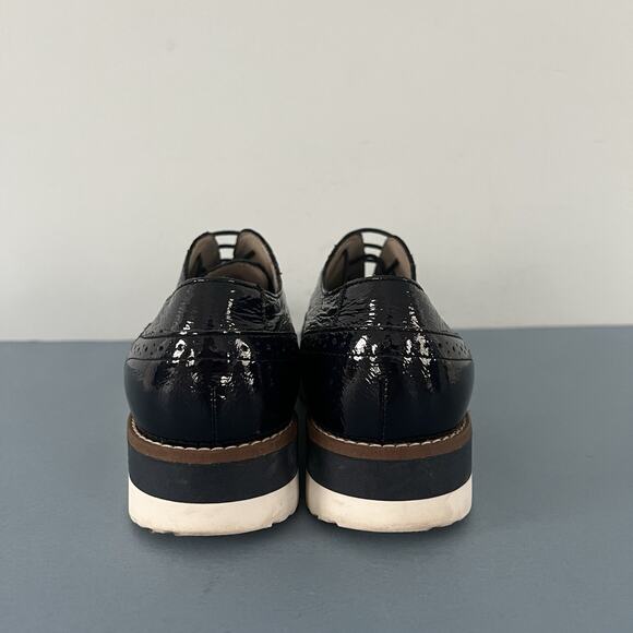 Boden Nina Navy Blue Patent Leather Platform Brogues Wingtip Loafers - Picture 7 of 10